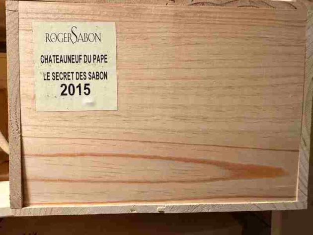Secret des Sabon 2015 Chateauneuf-du-Pape caisse label