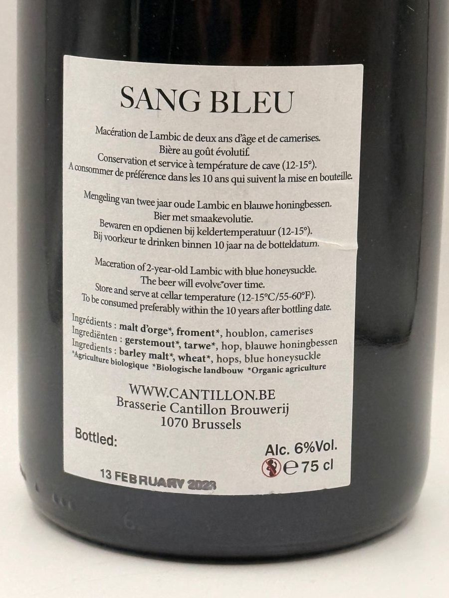 Cantillon Sang Bleu 2023 Lambic Fruit Haskap Belgium