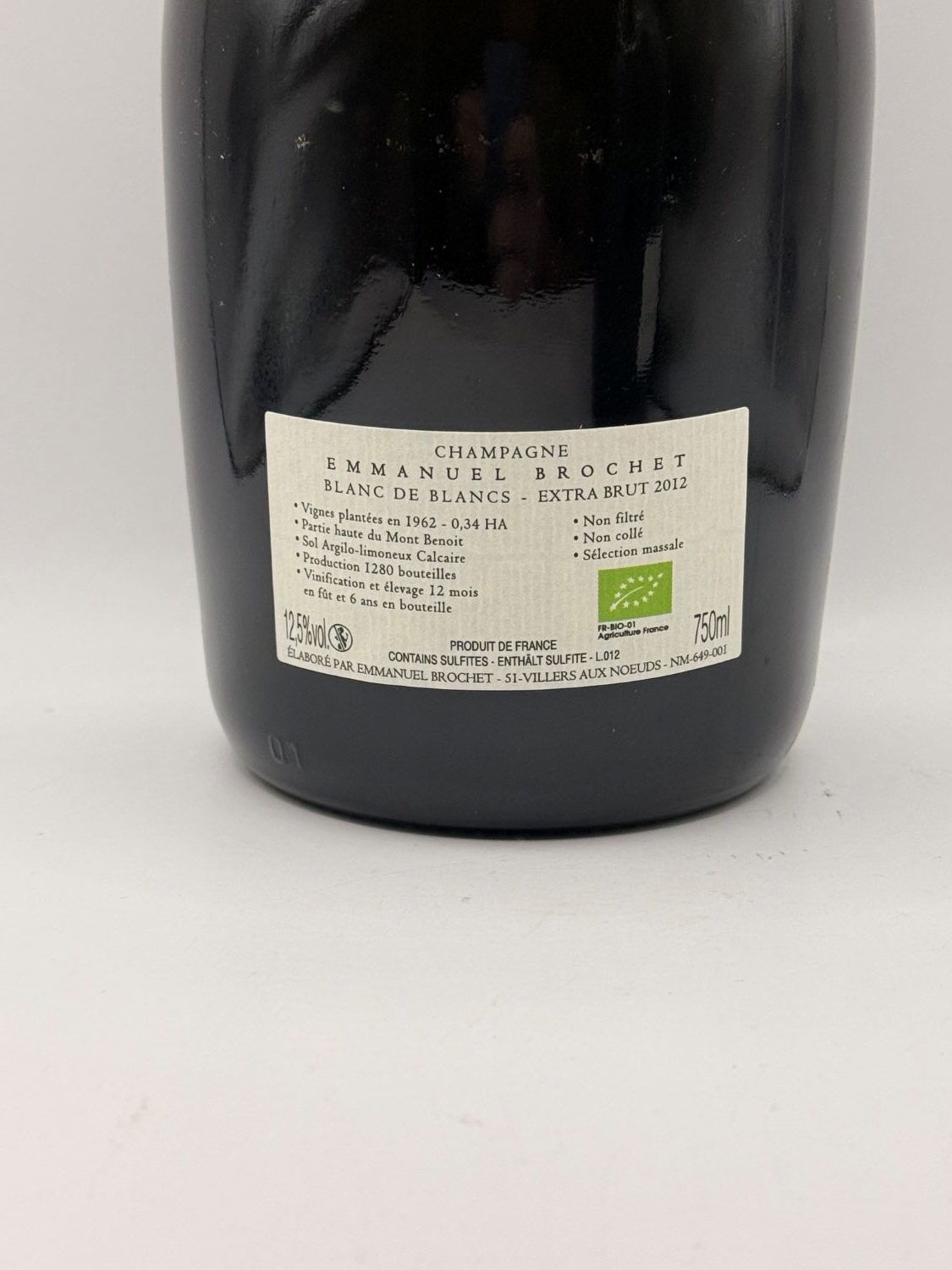 Brochet Hauts Chardonnays 2012 Champagne — back label