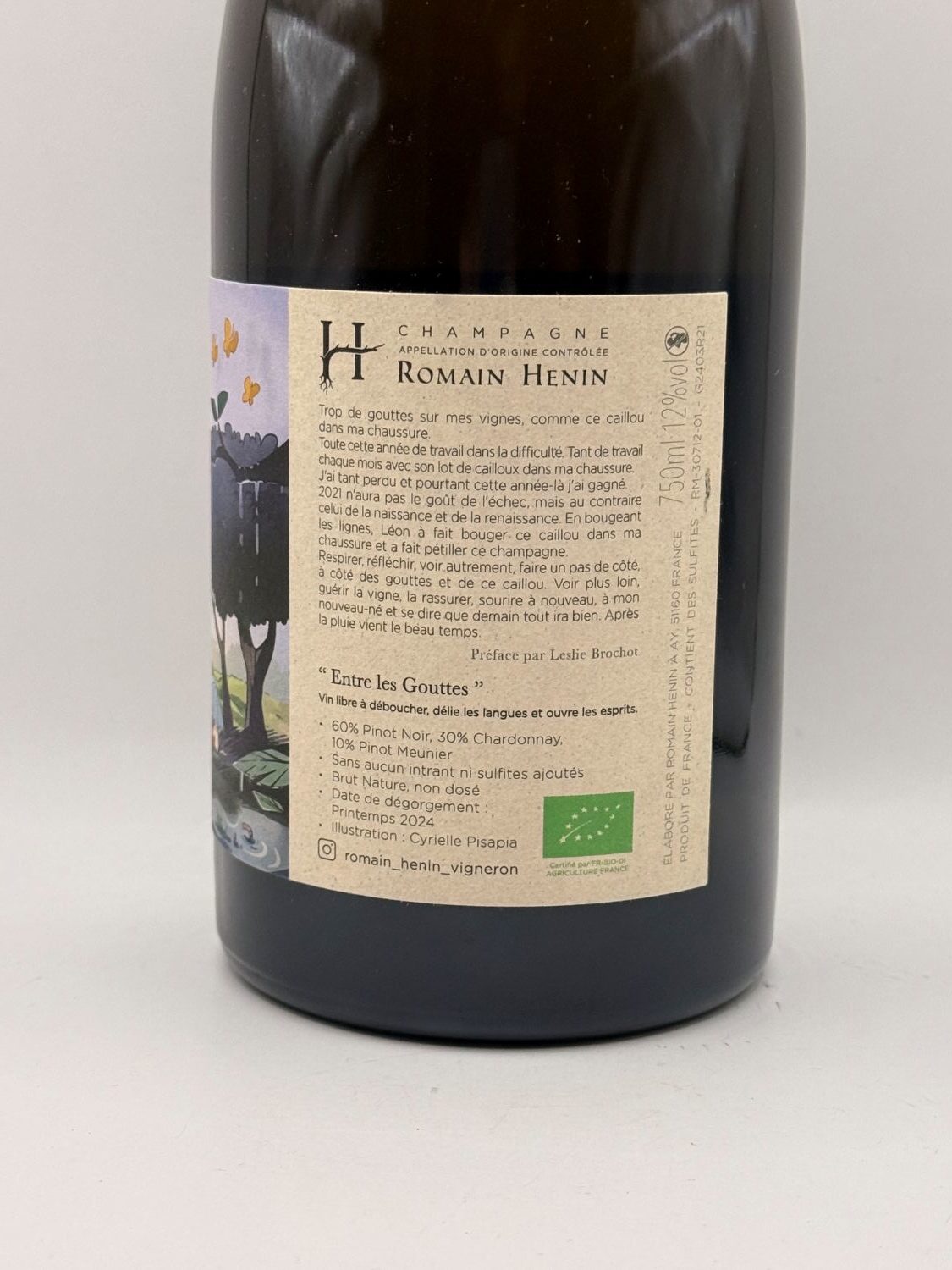 Henin Gouttes None Champagne — front label